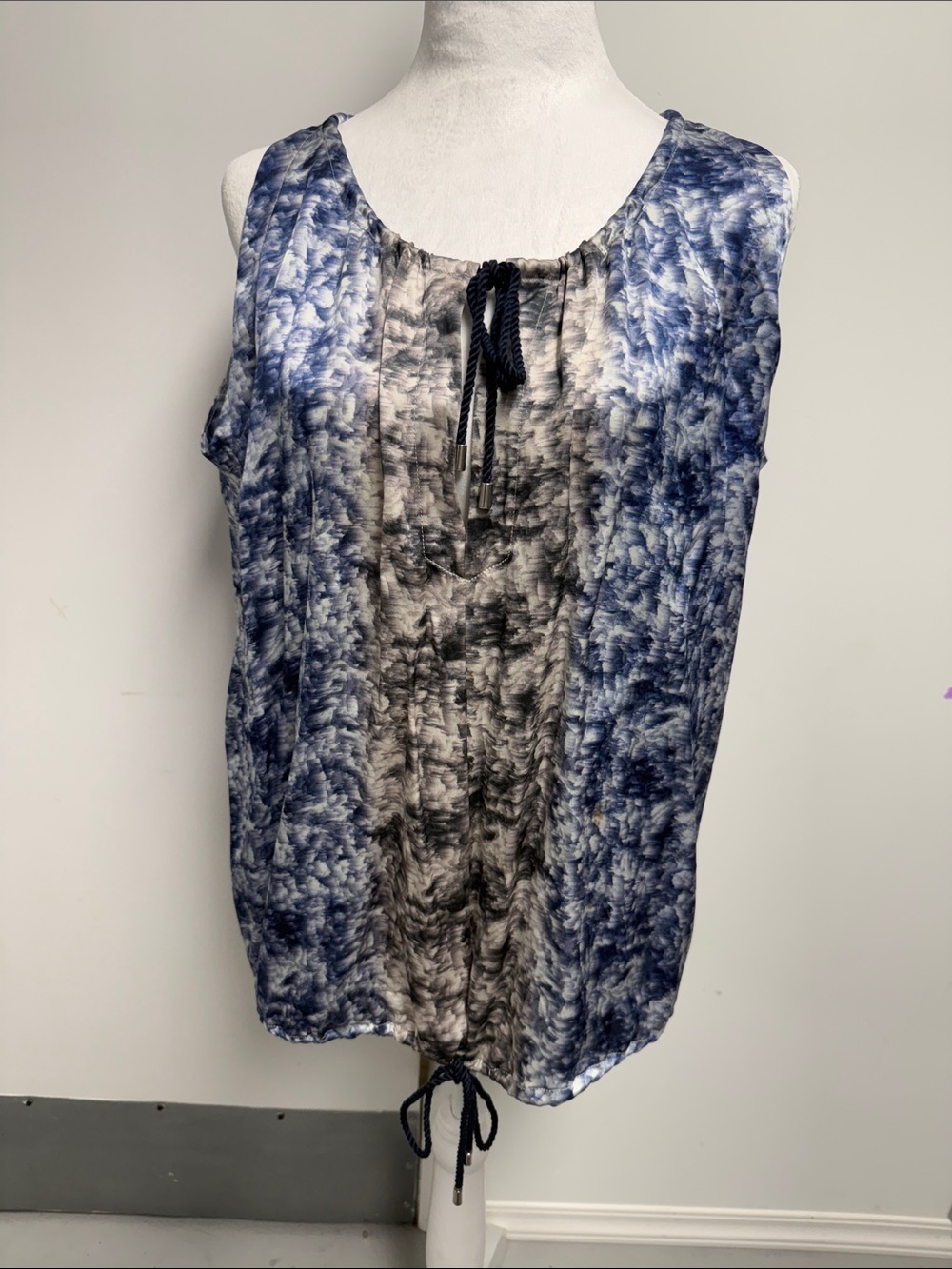 Yigal Azrouel Blue & Gray Tie-Dye Scoop Neck Tank